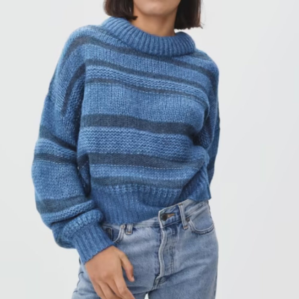 Everlane The Puff Blue Grey Sweater Small